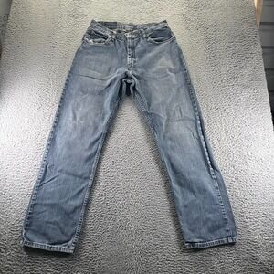 Wrangler Jeans Men's 30x32 Blue Cotton Denim Straight Leg Faded Workwear Stretch